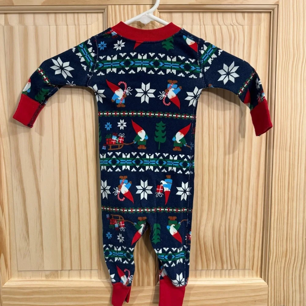 Hanna‎ Andersson Holiday Gnome Fair Isle Organic Cotton Sleeper Pajamas 6-12 Mon
